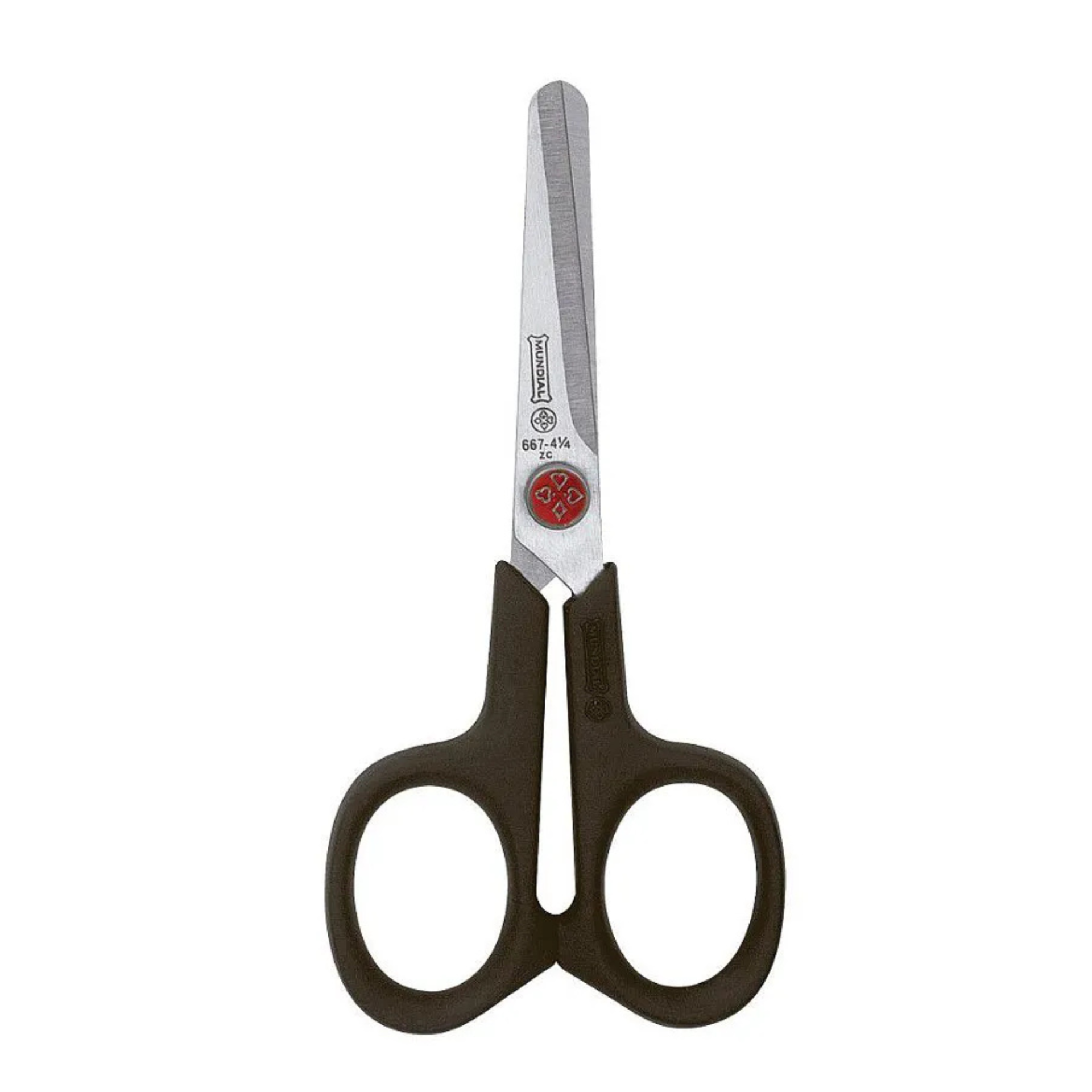 Tesoura escolar inox preta ponto vermelho Mundial