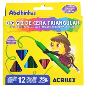 Giz de cera jumbo triangular 12 cores - Acrilex