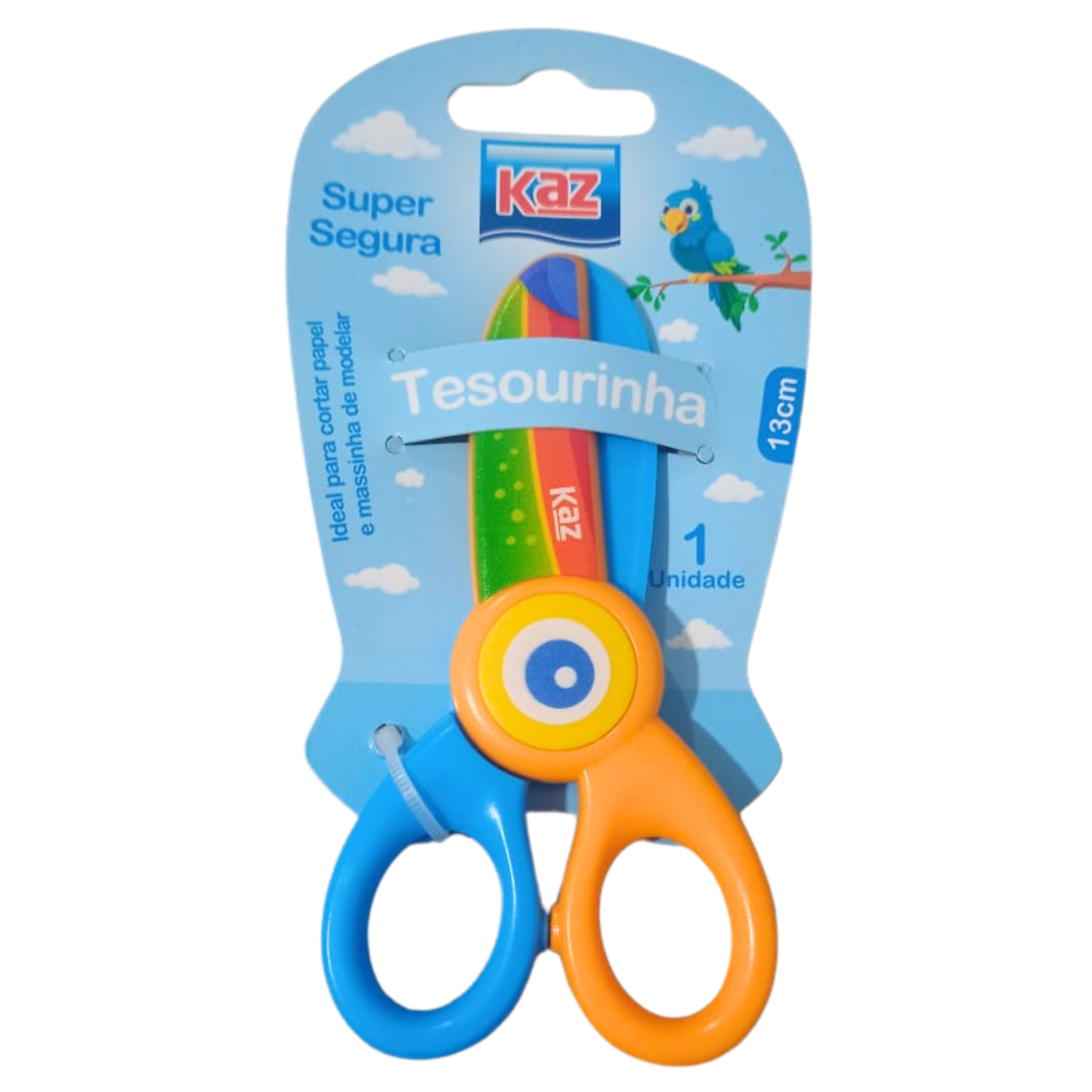Tesoura escolar plástica azul Super Segura Kaz - Imagem 3