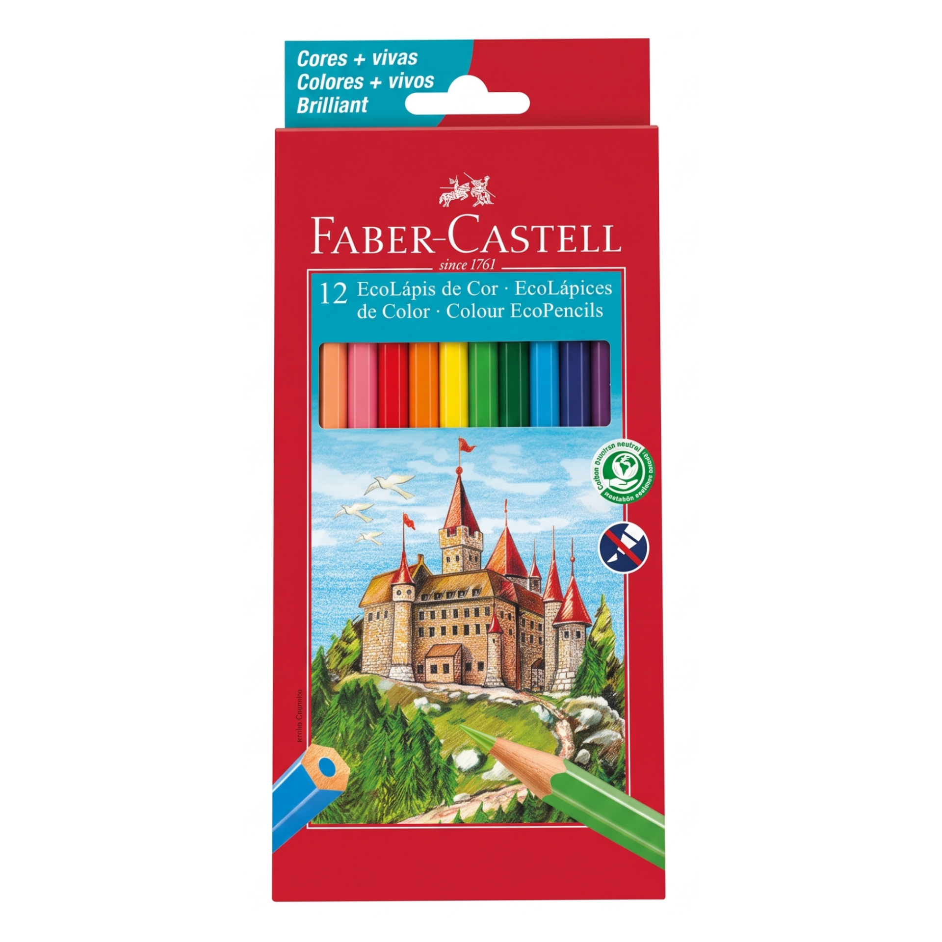 Lápis de cor sextavado 12 cores Ecolápis Faber Castell